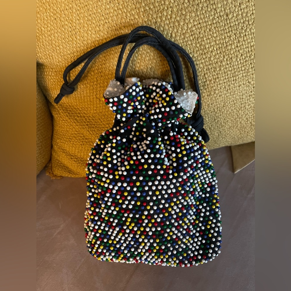 Vintage 1960s Colorful Bead Handbag